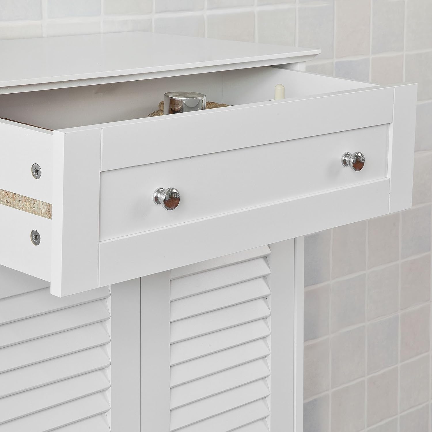 Haotian Bathroom Vanity Set White Bathroom Storage Cabinet with Drawer and Double Shutter Door (FRG238-W)