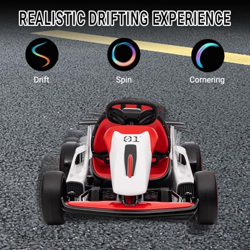 Kids Go Kart, Ride On Drift Kart with Dual 200W Motors, 24V Battery Powered Electric Drift Car, Outdoor 2-Speed Ride On Racing Toy for Boys Girls 6+