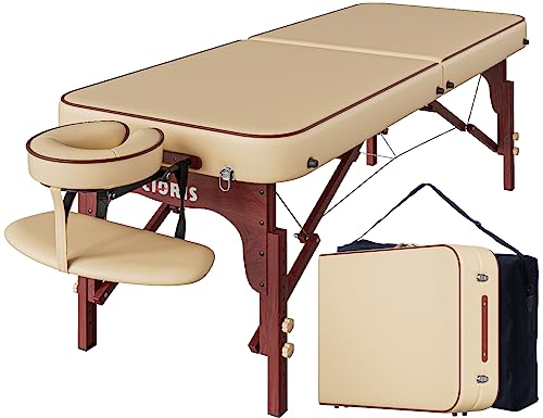 CLORIS 84" Professional Massage Table Portable 2 Folding Lightweight Facial Solon Spa Tattoo Bed Height Adjustable with Carrying Bag & Aluminium Leg