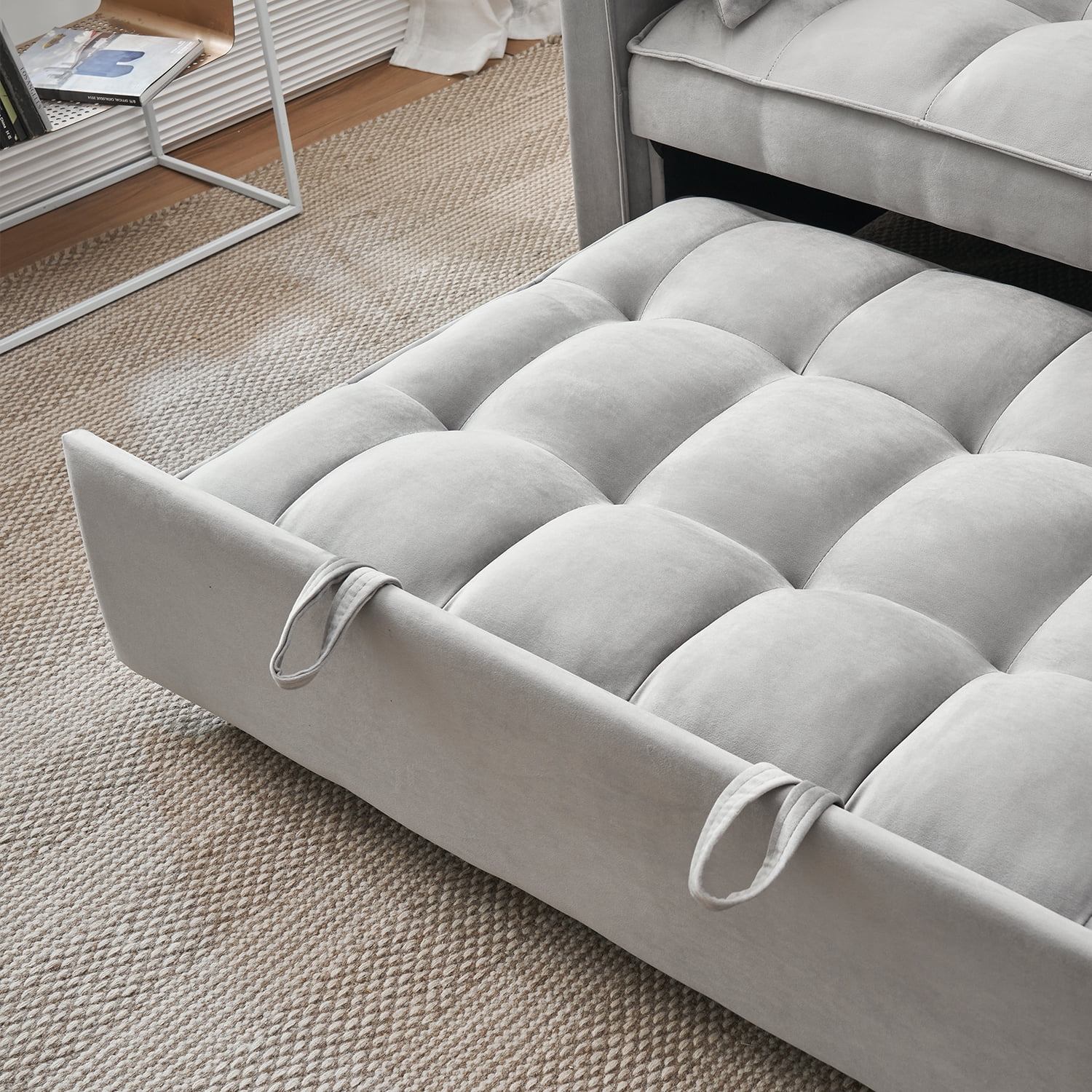 Tzicr 55.5'' 3-in-1 Convertible Sleeper Sofa Bed, Modern Velvet Loveseat Futon Couch Pullout Bed with Adjustable Backrest