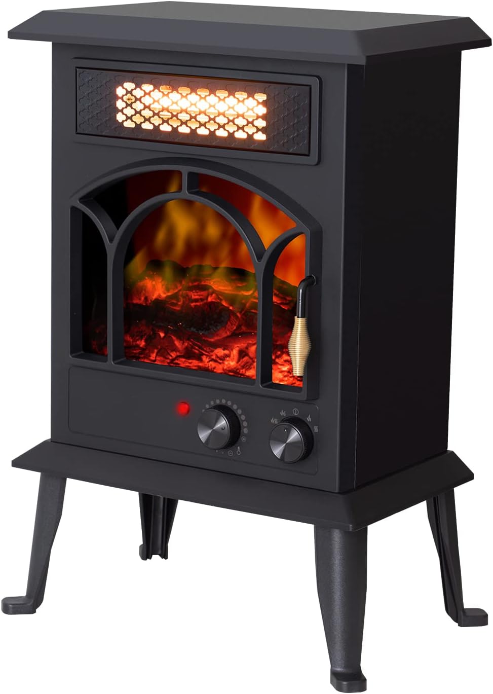 Standing Electric Fireplace Heater – 1500W Portable Infrared Stove with Realistic Flame Effects, 2 Heat Settings, Cool-Touch Exterior