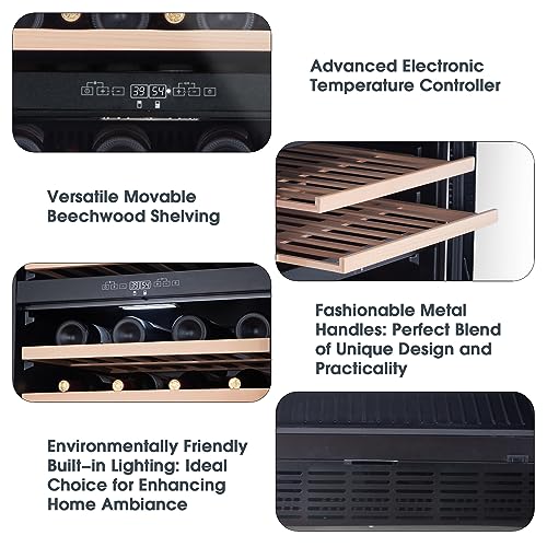 HCK Dual Zone Wine Cooler Refrigerator - Freestanding