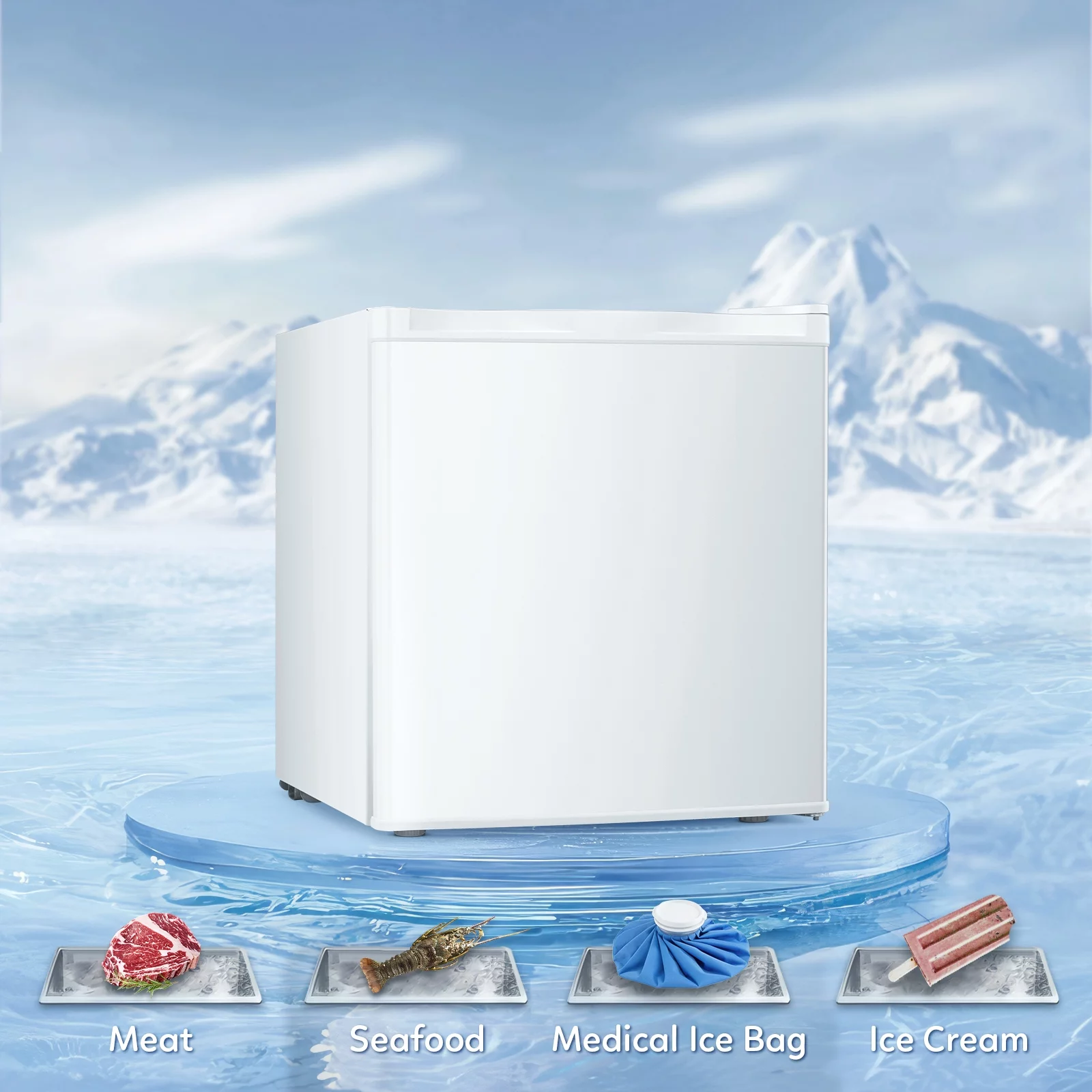 Auseo Mini Freezer Countertop, Energy Saving 1.1 Cu.ft, Single Door Compact Upright Freezer with Reversible Door for Home/Office/Kitchen-Silver