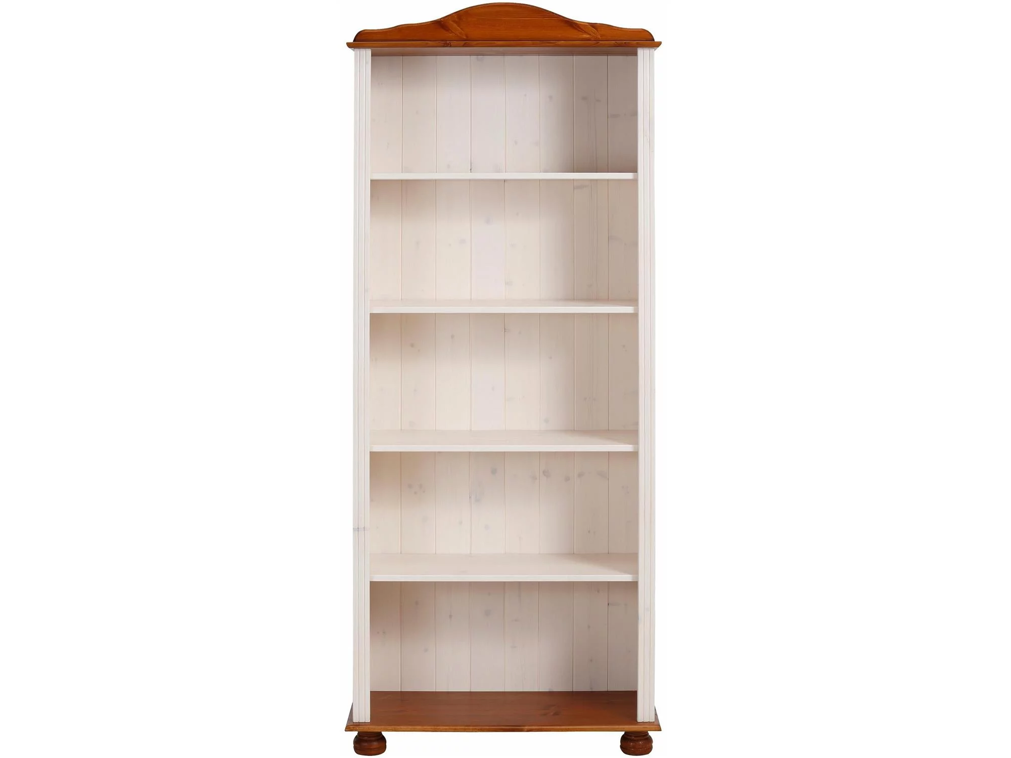 RealRooms Chester 5 Shelf Open Bookcase, White and Honey