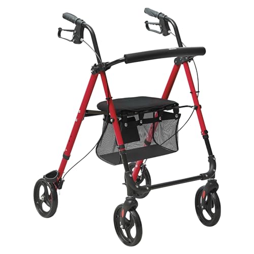 VEVOR Folding Rollator Walker for Seniors, Lightweight Aluminum Rolling Walker with Adjustable Seat and Handle