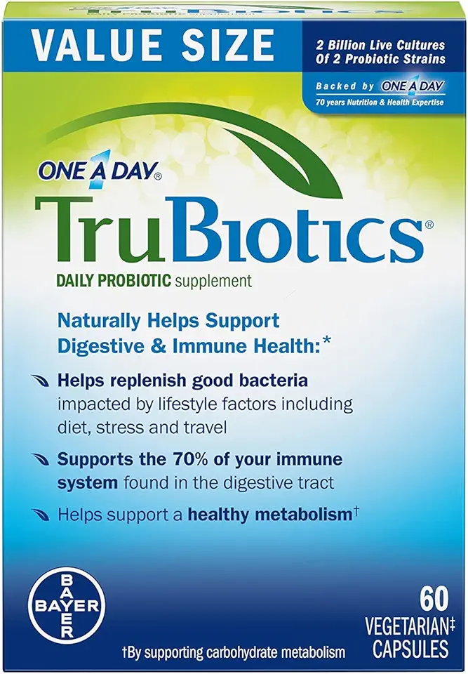 TruBiotics Daily Probiotic, 60 Capsules - Gluten Free, Soy Free Digestive + Immune Health Support Supplement for Men and Women - Kansas Nuitrition