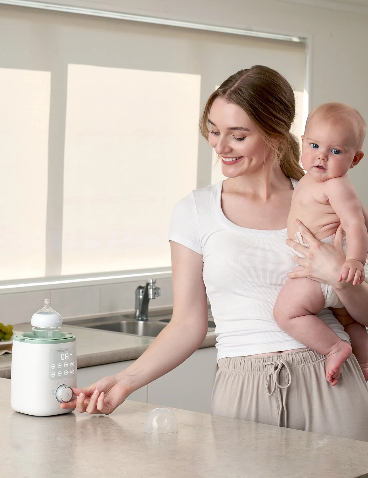 Momcozy Baby Bottle Warmer, 6-in-1 Baby Milk Warmer with Smart Temperature Control, Breastmilk Warmer, Fast Baby Food Heater, Steam Sterilizer