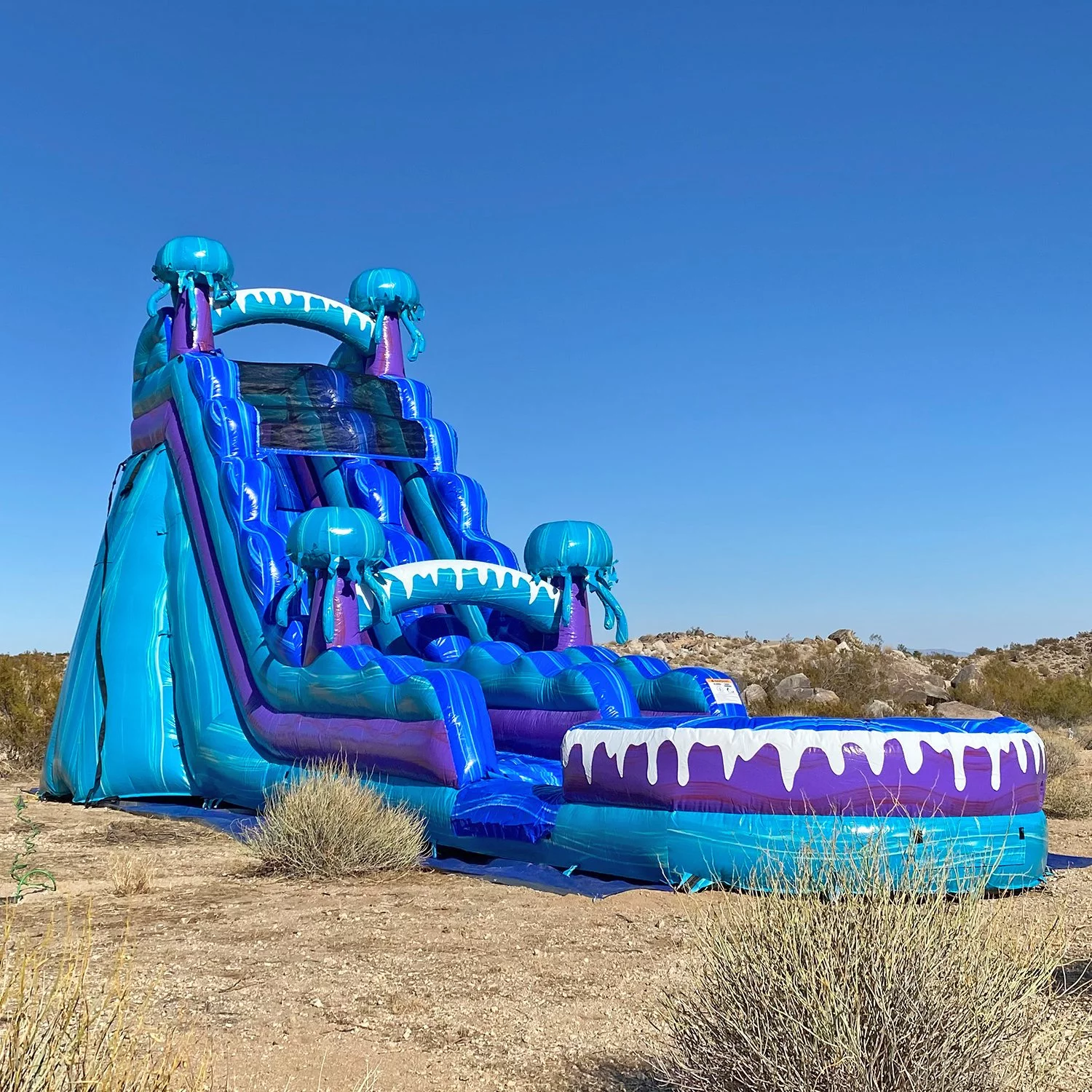 JumpOrange Commercial Grade Water Slide Inflatable with Splash Pool for Kids and Adults (with Blower), Electric Theme - Radiant Selections