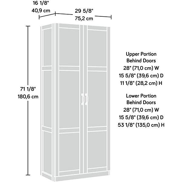 Sauder 419496 Miscellaneous Storage Storage Cabinet, L: 29.61" x W: 16.02" x H: 71.50", Cinnamon Cherry finish Cinnamon Cherry Finish Storage Cabinet