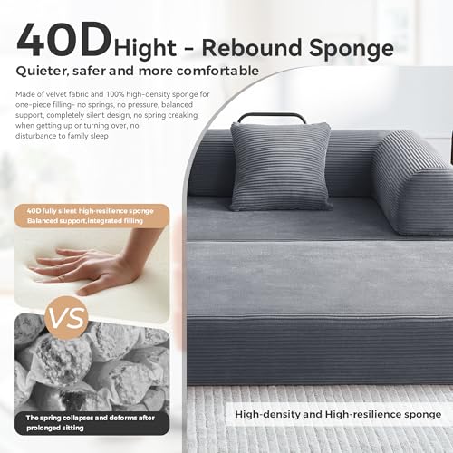 Convertible Sleeper Sofa Bed with Cylindrical Pillow, Comfy Foldable Sofa Bed Compressed Sofa in Box