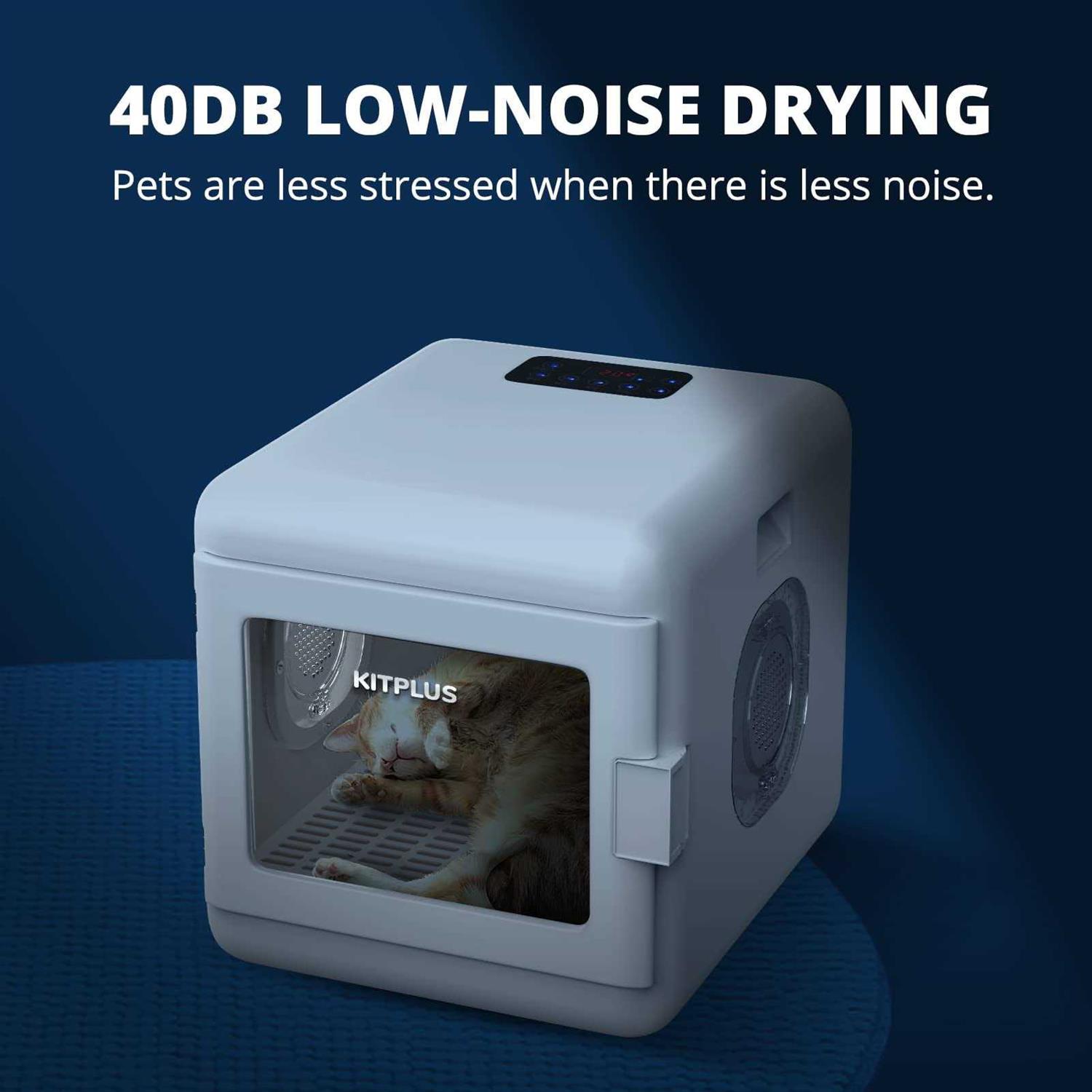 Kitplus Pet Hair Dryer Box, Ultra Quiet Blow Dryer 6L Capacity for Cats and Small Dogs