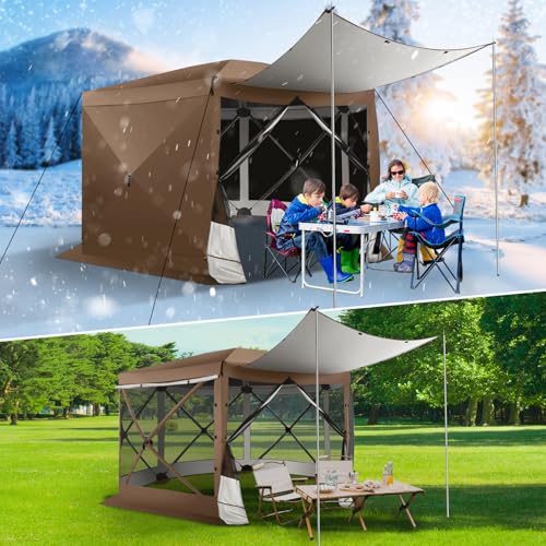 COBIZI 12x12ft Pop up Gazebo Screen Tent Screen House for Camping, Camping Outdoor Screened Gazebo, Canopy Tent
