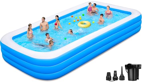 Large Inflatable Pool for Family, 165'' x 76'' x 22'' Full-Sized Blow Up Pool for Adults