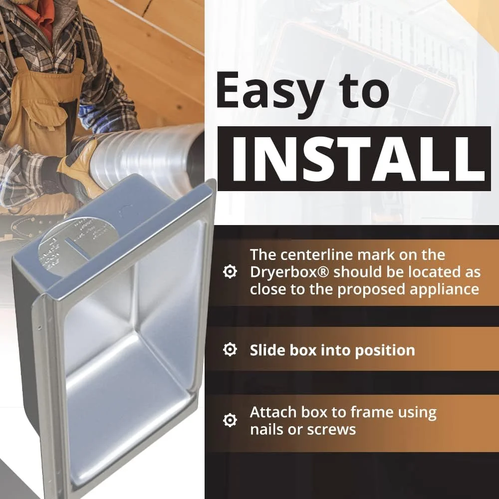 New Construction Dryer Box | Indoor Dryer Vent | Recessed Dryer Vent Box With Gas Port | Dryer Vent | Best Dryer Wall Vent Box Model 425 | Upward