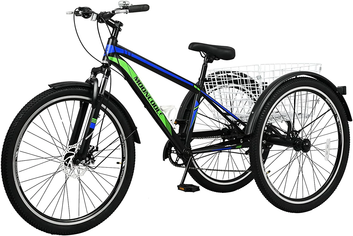 ABORON Adult Mountain Tricycle, 7 Speed Three Wheel Bike, 24/26/27.5 Inch Adults Trikes for Seniors with Shopping Basket