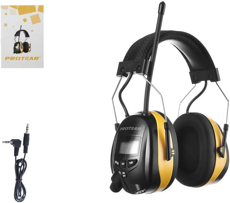 PROTEAR Digital AM FM Radio Headphones, 25dB NRR Ear Protection Safety Ear Muffs