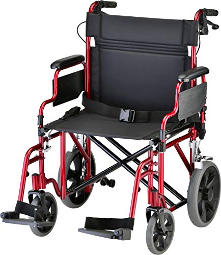 NOVA Heavy Duty Bariatric Transport Chair with 400 lb. Weight Capacity, 22” Extra-Wide Seat with Locking Hand Brakes