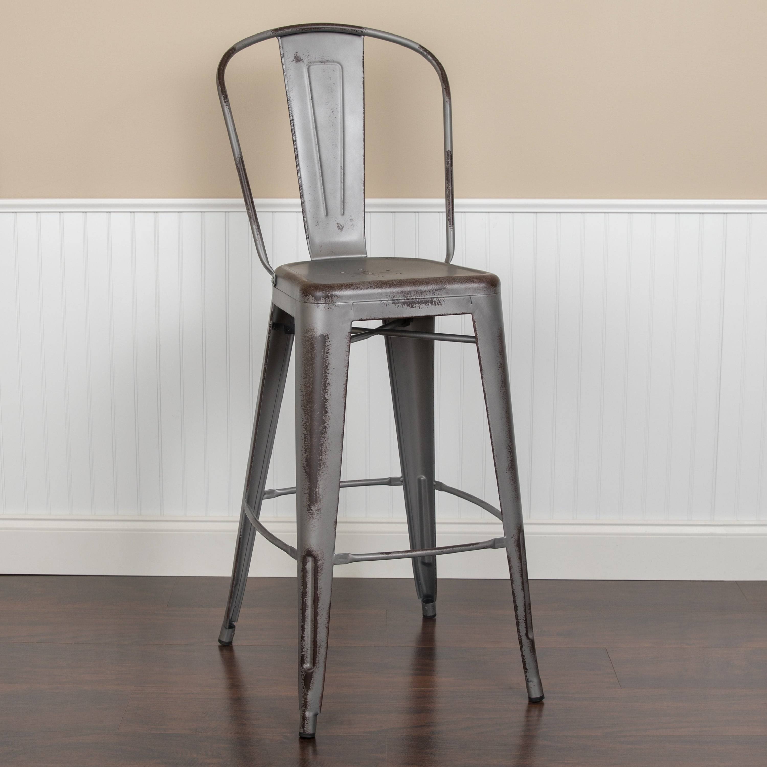 Lancaster Home Distressed Metal 30-Inch Stool (Black)
