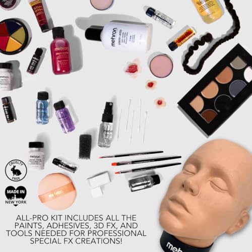 Mehron Makeup Special FX All-Pro Makeup Kit with Practice Head | Complete Professional Stage Kit Includes Practice Head | Special Effects for Theatre