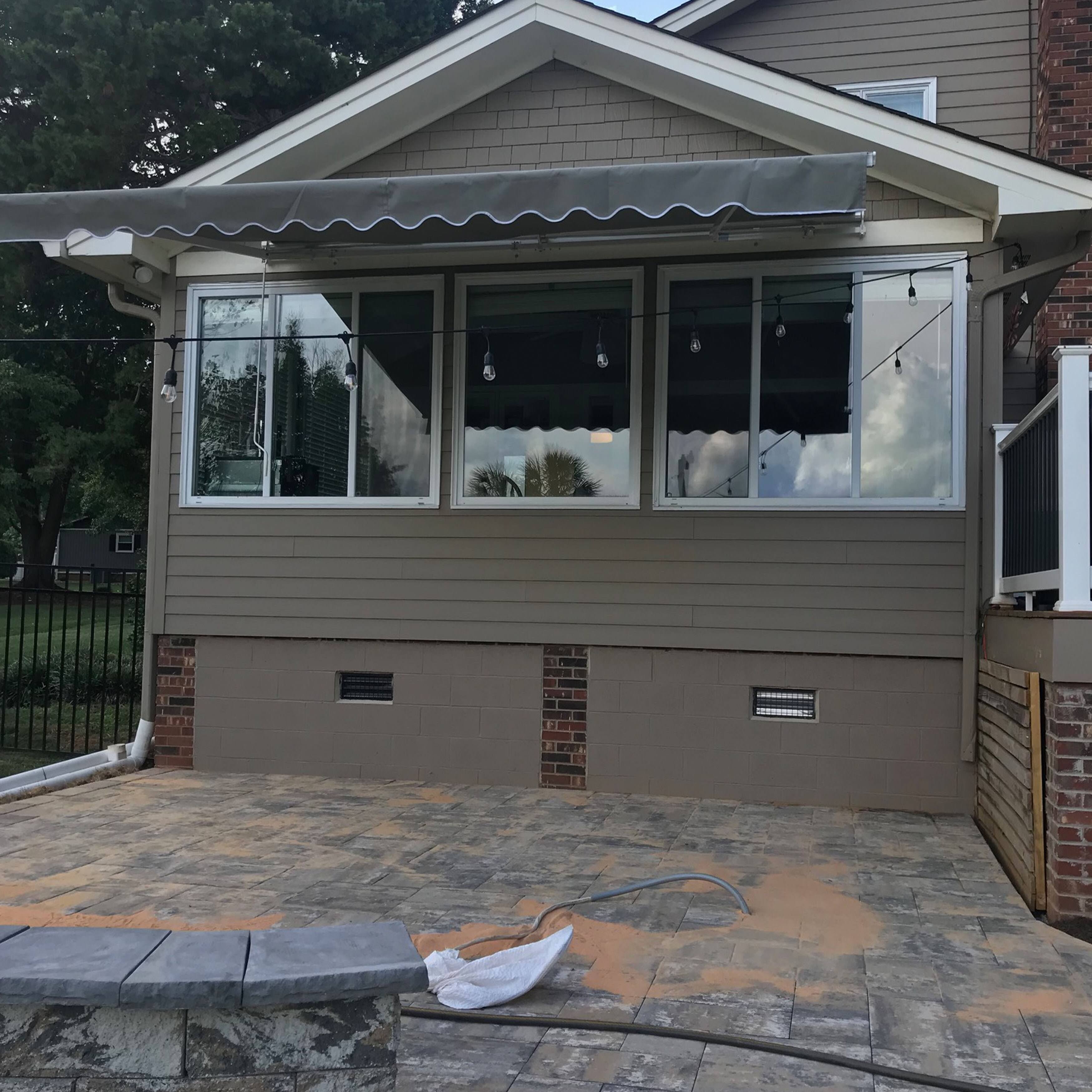 Aleko AWM6.5X5GY80 Retractable Patio Deck Awning Motorized 6.5 x 5 ft Grey
