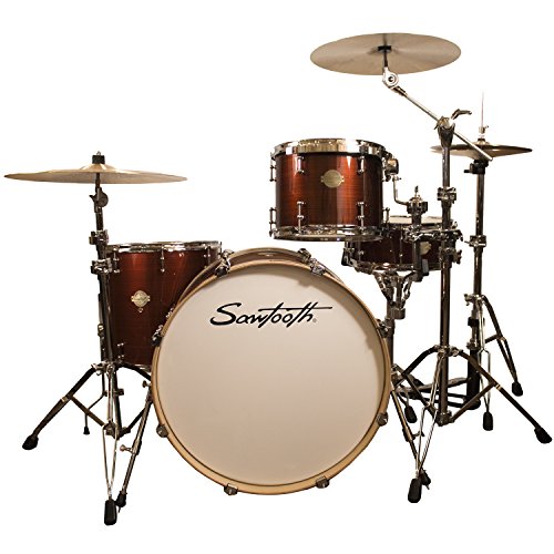Sawtooth Command Series 4-Piece Shell Pack with 24" Bass Drum, Silver Sparkle, (ST-COM-4PC-24-SSPK)