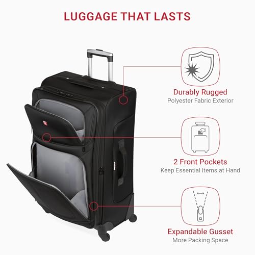 SwissGear Sion Softside Expandable Roller Luggage, Teal, 3 Piece Set (21/25/29)
