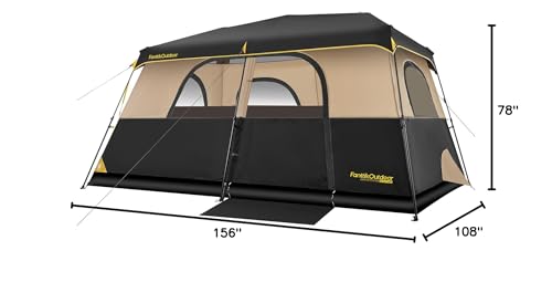 FanttikOutdoor Instant Cabin Tent 6/8/10/12 Person Camping Tent Setup in 60 Seconds with Rainfly & Windproof Portable with Carry Bag for Family