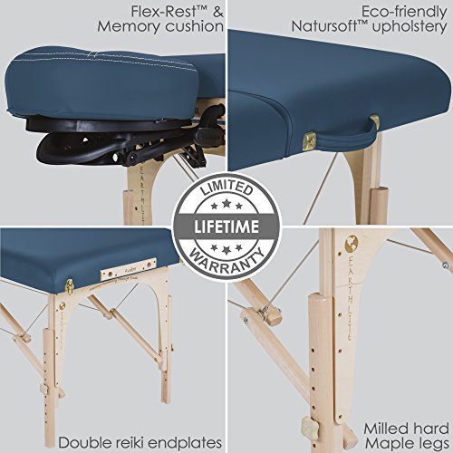EARTHLITE Portable Massage Table Package AVALON – Reiki Endplate, Premium Flex-Rest Face Cradle & Strata Cushion, Carry Case (30”x73”)