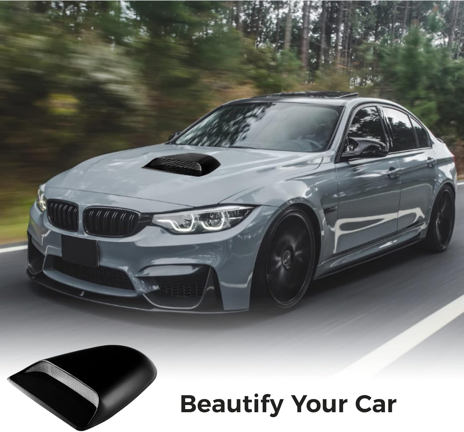 Car Hood Scoop, Front Hood Vent Cover for Decorative or Air Flow Intake and Aero Dynamic, Universal Fit for Pickup Trucks, SUVs, Sedans