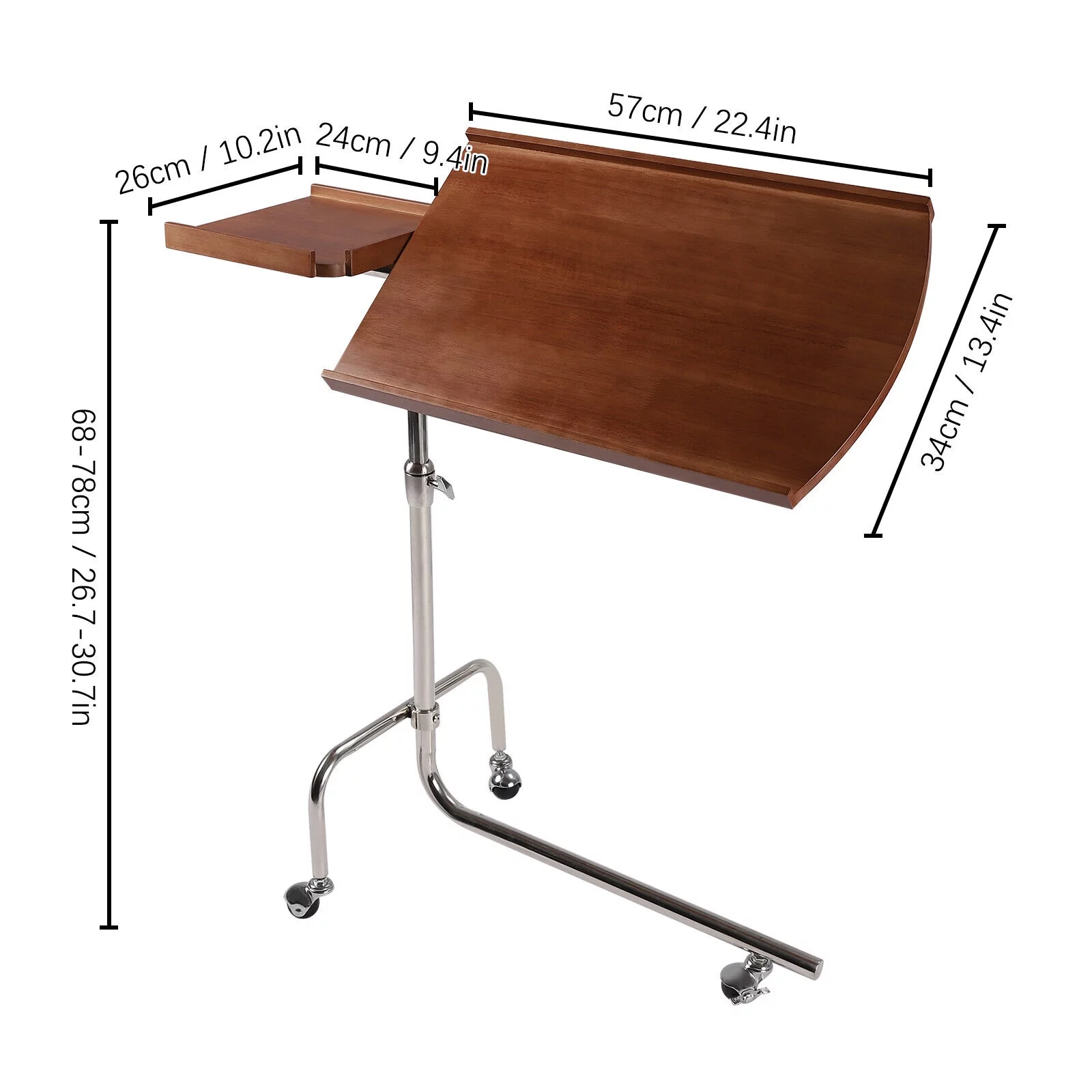 Miumaeov Swivel TV Tray Table C Shape Couch Sofa Table Tray Table Height & Tabletop Adjustable Solid Wood Oversized Table Laptop Desk End Table for