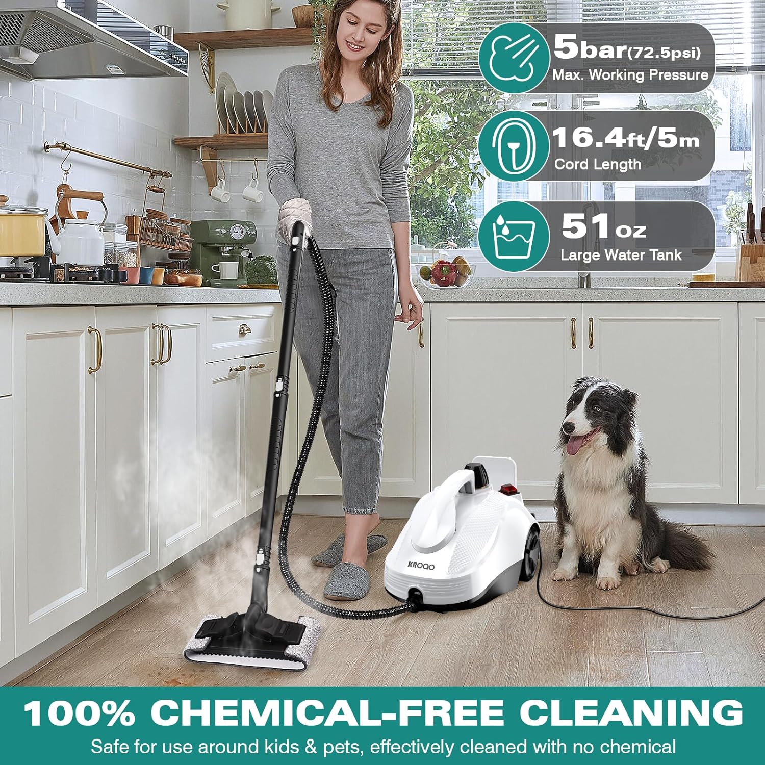 Steam Cleaner, Steam Mop with 23 Accessories, Powerful Multipurpose Portable Steamer for Cleaning to Remove Grime, Grease