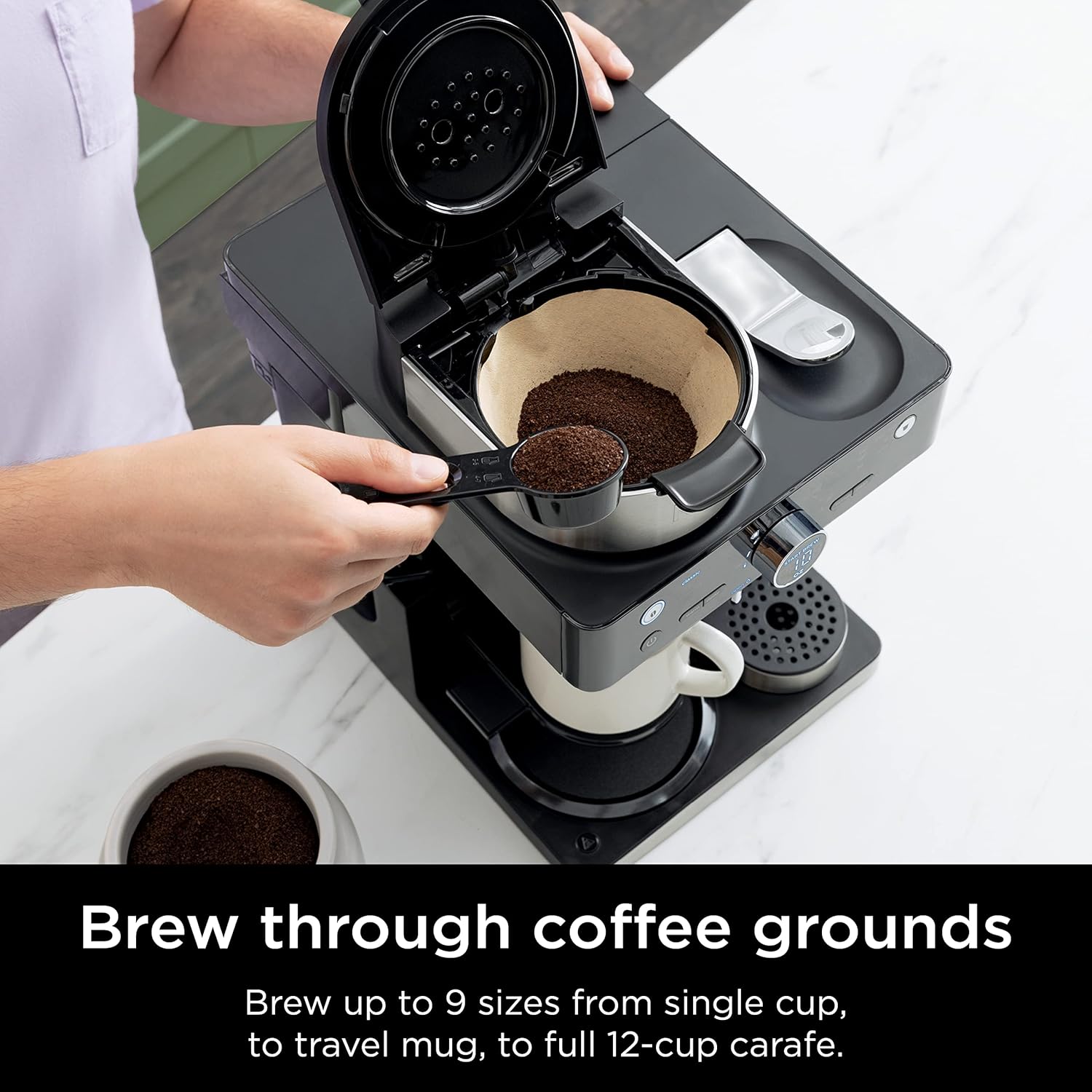 Ninja Espresso & Coffee Barista System, Single-Serve Coffee & Nespresso Capsule Compatible, 12-Cup Carafe, Built-in Frother