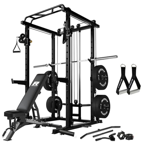 RitFit Multi-Function Squat Rack Power Cage PPC03 with Cable Crossover System, 1000LBS Capacity Power Rack and Packages with Optional Weight Bench