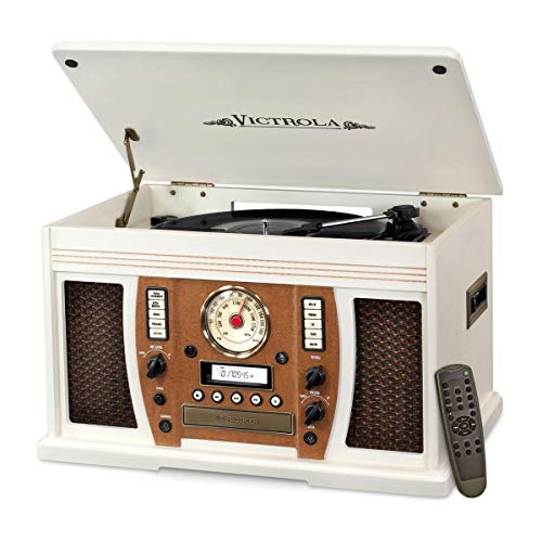 Victrola Aviator 8-in-1 Bluetooth Record Player & Multimedia Center with Built-in Stereo Speakers - 3-Speed Turntable, Vinyl to MP3 Recording