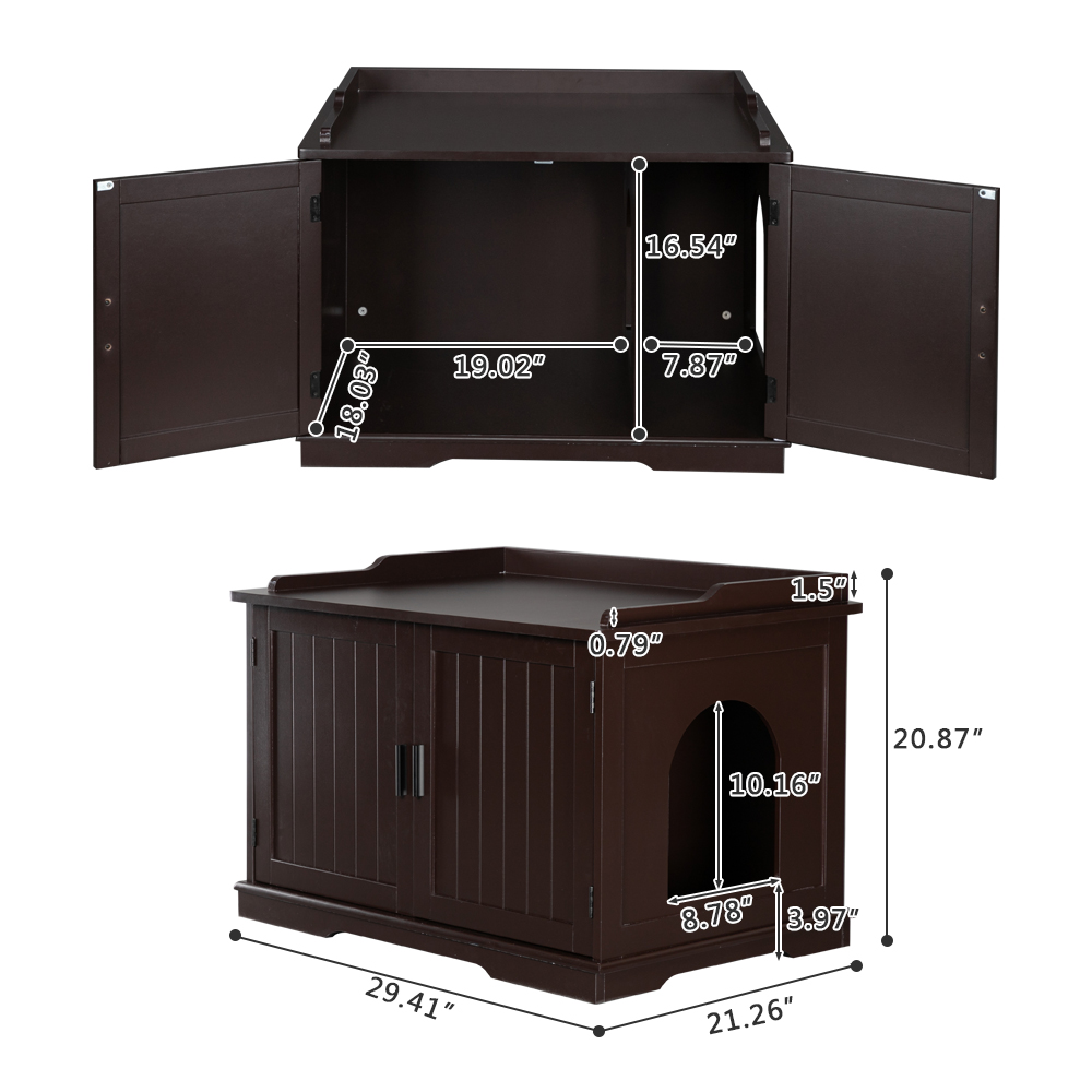 Kmowoo Cat Litter Box Enclosure, Indoor Pet Crate-Hidden Cat Washroom with Vent Holes