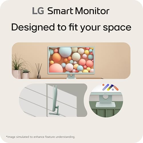 LG 27SR50F-W Smart Monitor 27-Inch FHD (1920x1080) IPS Display, webOS 23, HDR 10, x2 Built-in Speakers, AirPlay 2, Screen Share, Bluetooth, ThinQ App