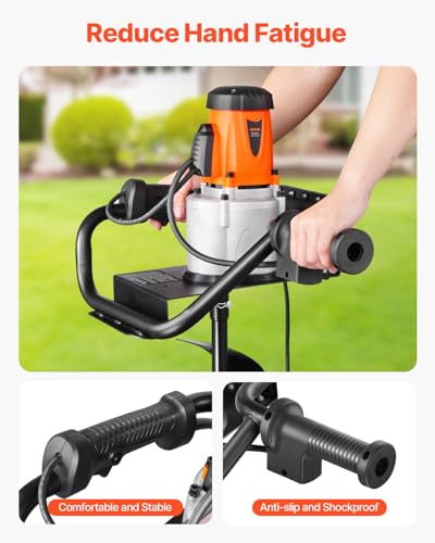 VEVOR Electric Post Hole Digger, 5.71 in Auger Bit with 1500W Powerful Motor, 140 RPM Alloy Steel Earth Auger Drill Bit with 10.24 in Extension Rod