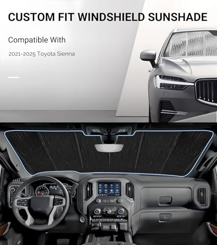 Window Sun Shade for 2011-2020 Toyota Sienna, Premium Folding Sunshade（Full Set