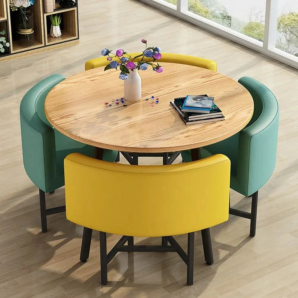 Dining Table Set 4 Chairs Office Reception Seat Suits Negotiation Table Casual Visitor Round Table Visitor Office Desk Chair Set