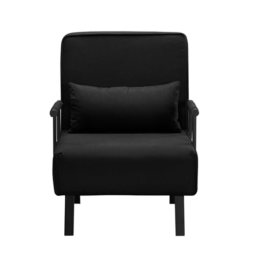3 in 1 Sleeper Sofa Bed, Futon Sofa Bed for Living Room with Side Pocket, Black Sleepers Sofa Couch with Pullout Bed