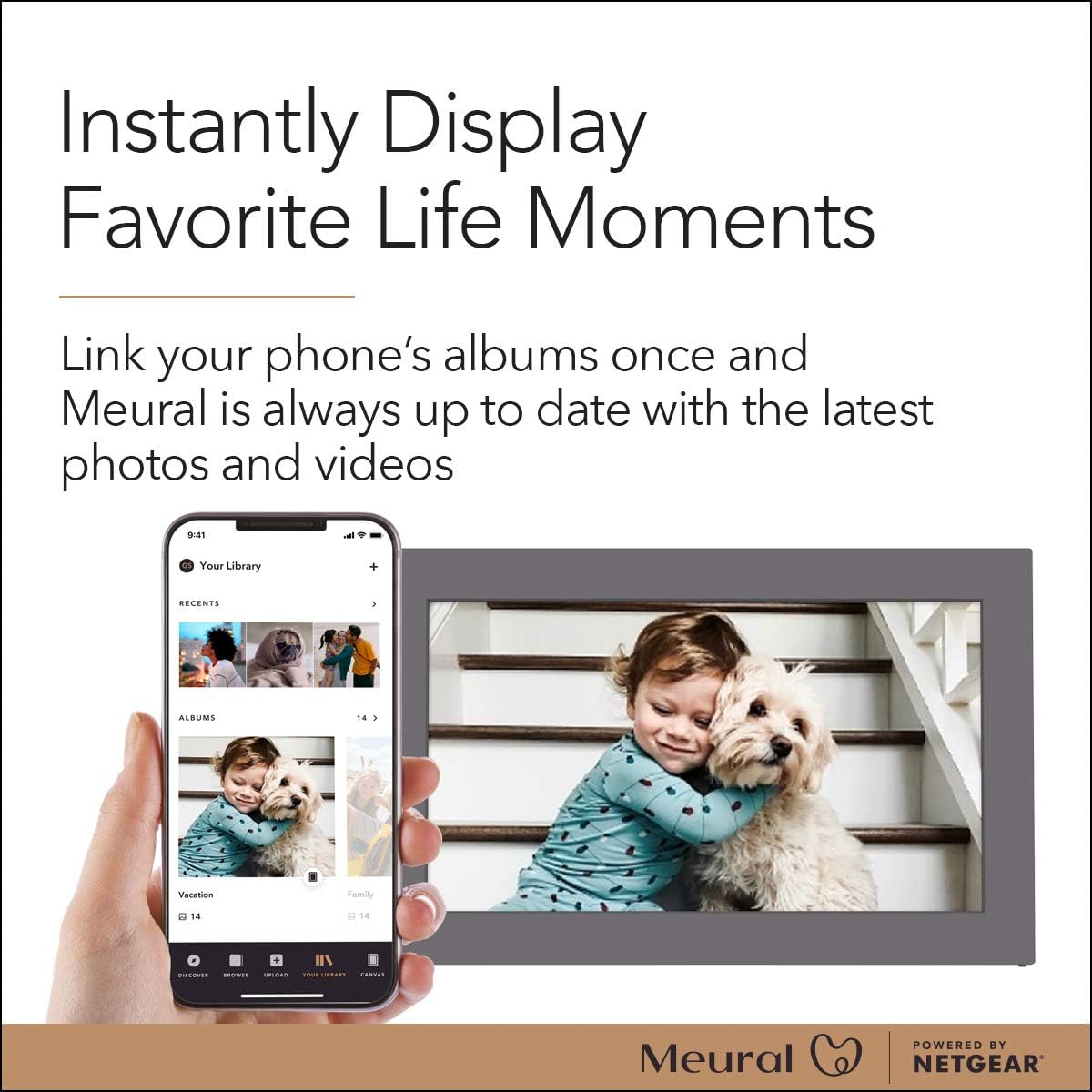 Meural Digital Photo Frame with WiFi 13.5"x7.5" Send NFTs, Pictures, and Videos with Meural App