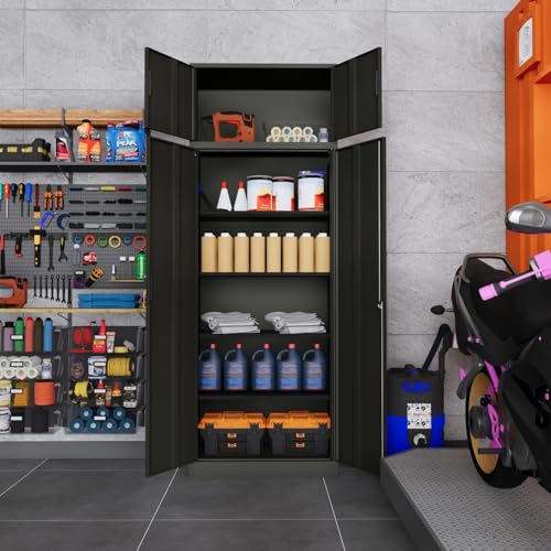 Metal Storage Cabinet with 2 Doors and 5 Adjustable Shelves