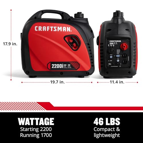 Craftsman C0010250 2,500-Watt Gas Portable Generator - Reliable Power for Outdoor Activities - Quiet Operation - Lightweight and Compact Design