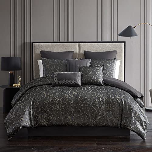 Riverbrook Home 100% Polyester Comforter Set, Queen, Hillcrest - Ivory/Gold, 9 Piece Set