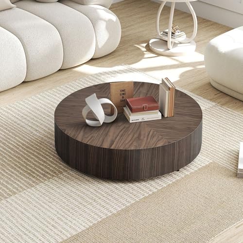 JUSTONE 15.75 ''Round Coffee Table, Accent End Table for Living Room Office Apartment, Modern Minimalist Side Table with Faux Marble Pattern