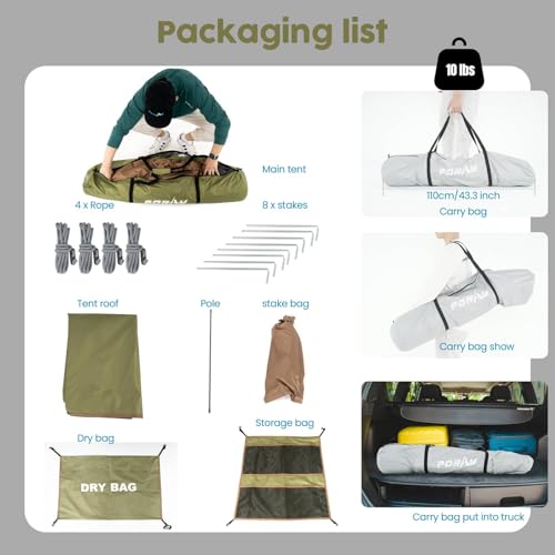 Camping Shower Tent Deluxe Changing Room Easy Set Up Privacy Shelter,Large Toilet Tent 2 Rooms with Floor Drain Design for Beach, Camping