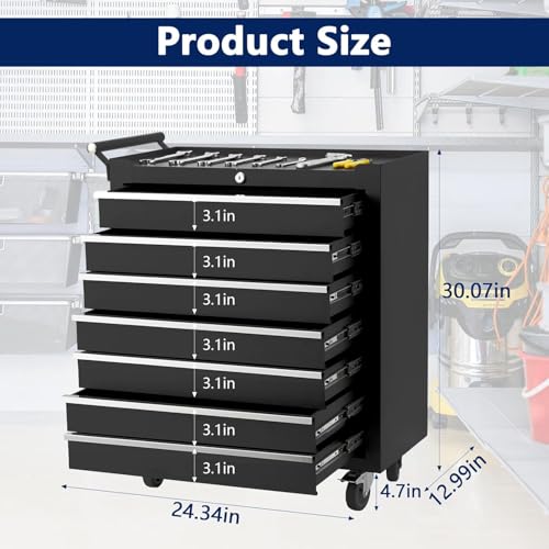 Rolling Tool Chest, 4 Drawers Tool Storage Cabinet, Toolbox with Wheels, Portable Tool Cabinet Organizer with Locking System & Drawer Liners