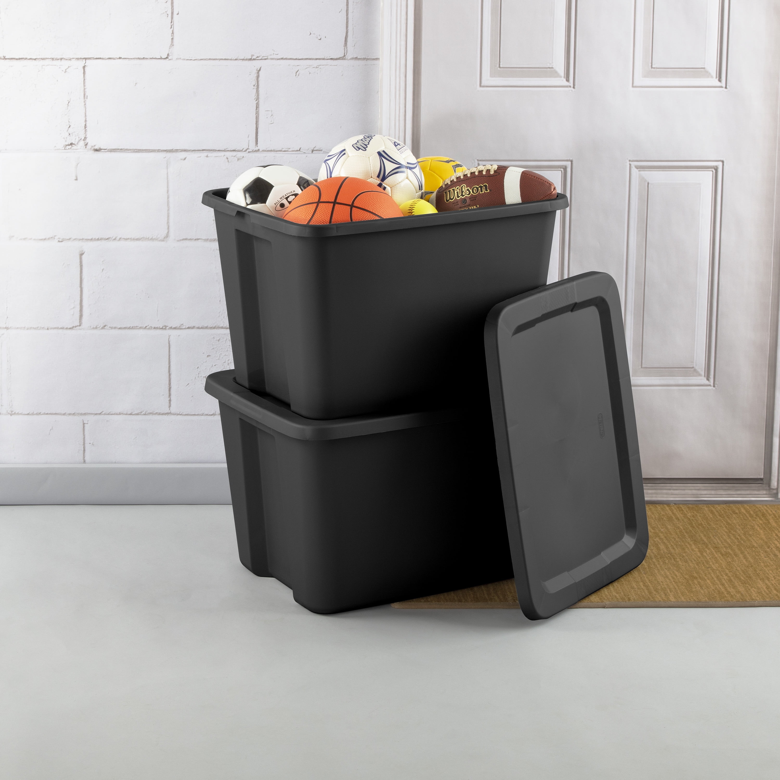 Sterilite 18 Gallon Tote Box Plastic, Gray, Set of 8