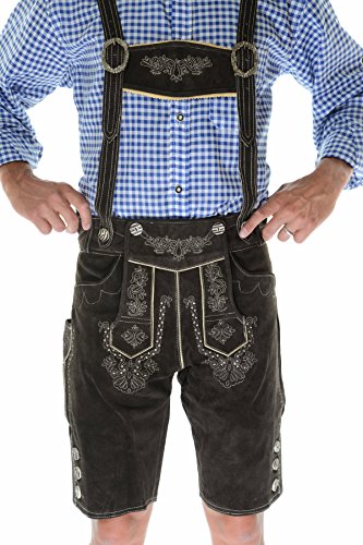 Authentic Lederhosen German Lederhosen Outfit Bavarian Clothing, BERGKRISTALL Dark Brown