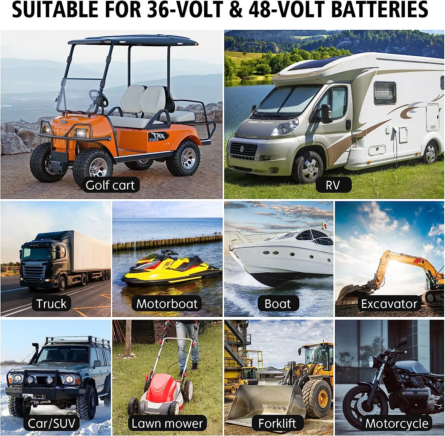Golf cart Battery Charger, 48V 13A and 36V 18A Trickle Battery Charger,48 Volt cart Golf Charger,for 48 Volt Club Golf Car,Lithium,LiFePO4